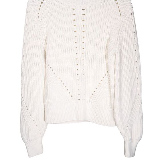 H&M Women's Sweater Ivory Rib Open Knit Top Stretch Blouse Pullover Size Small - Picture 5 of 8